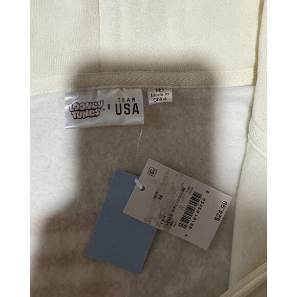 Looney Tunes Team USA Full Zip W Hoodie Cream Olympics Size M - Picture 4 of 8